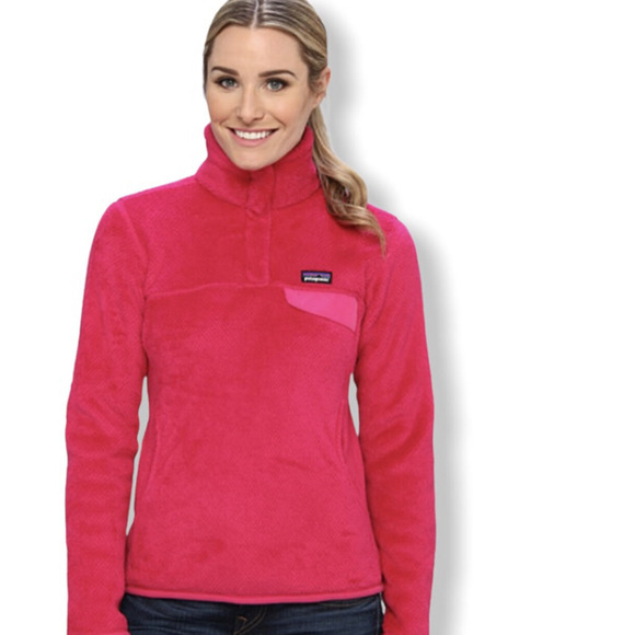 PATAGONIA Women's Hot Pink Re-Tool Snap-T Fleece Pullover Size Small - Picture 1 of 5